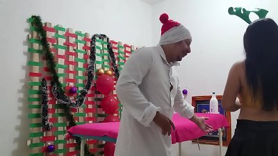 Yours is so massive and thick! At first, the fuckslut couldn't treat my fat cock, but in the end, I screwed her like a whore. A special plow during a Christmas massage at the massage parlor.