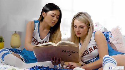 steamy cheerleaders having girl-on-girl hookup - Harmony Rivers and LuLu Chu